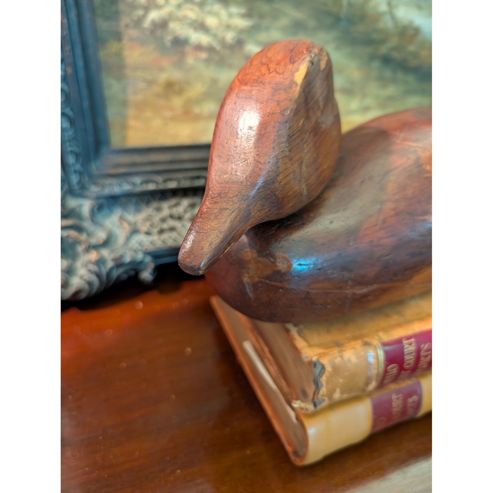 Vintage Hand Carved Solid Wood Duck Decoy Rustic Primitive Cabin Decor 15x4 - Picture 4 of 12